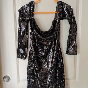 Size M black sequin Olivaceous dress